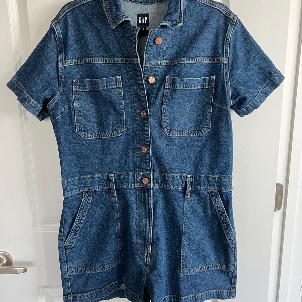 GAP Denim Short Sleeve Romper